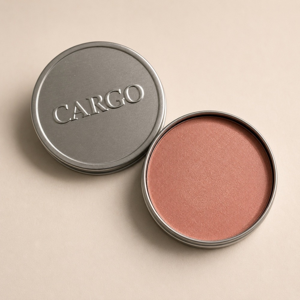 Cargo Cosmetics Powder Blush The Big Easy BL-13 Shimmer Peachy Pink Tin 0.31oz